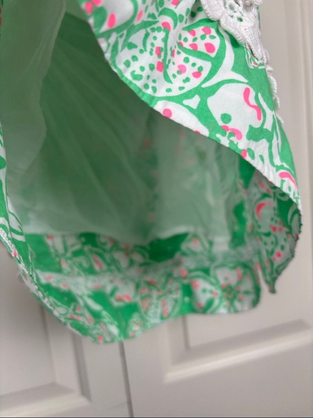 Lilly Pulitzer Green Floral Lace-Hem Skirt - Size 10 - Picture 5 of 7